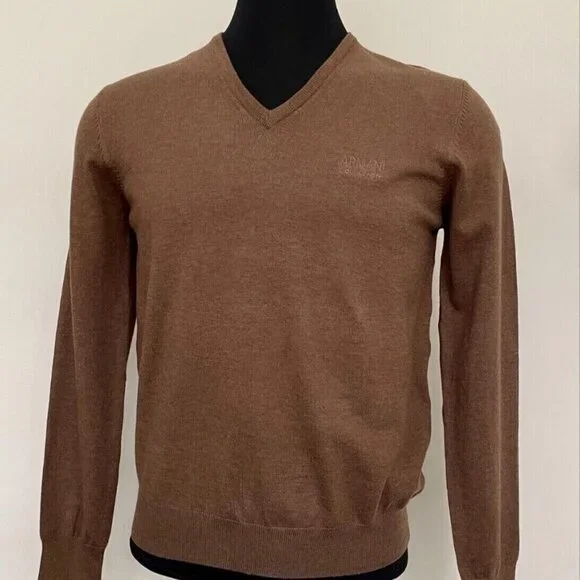 New Armani Collezioni V neck Brown Sweater XXL size